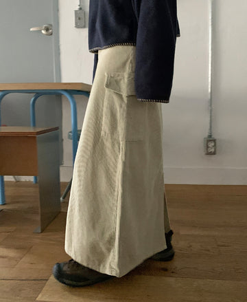 Tombe corduroy cargo long skirt